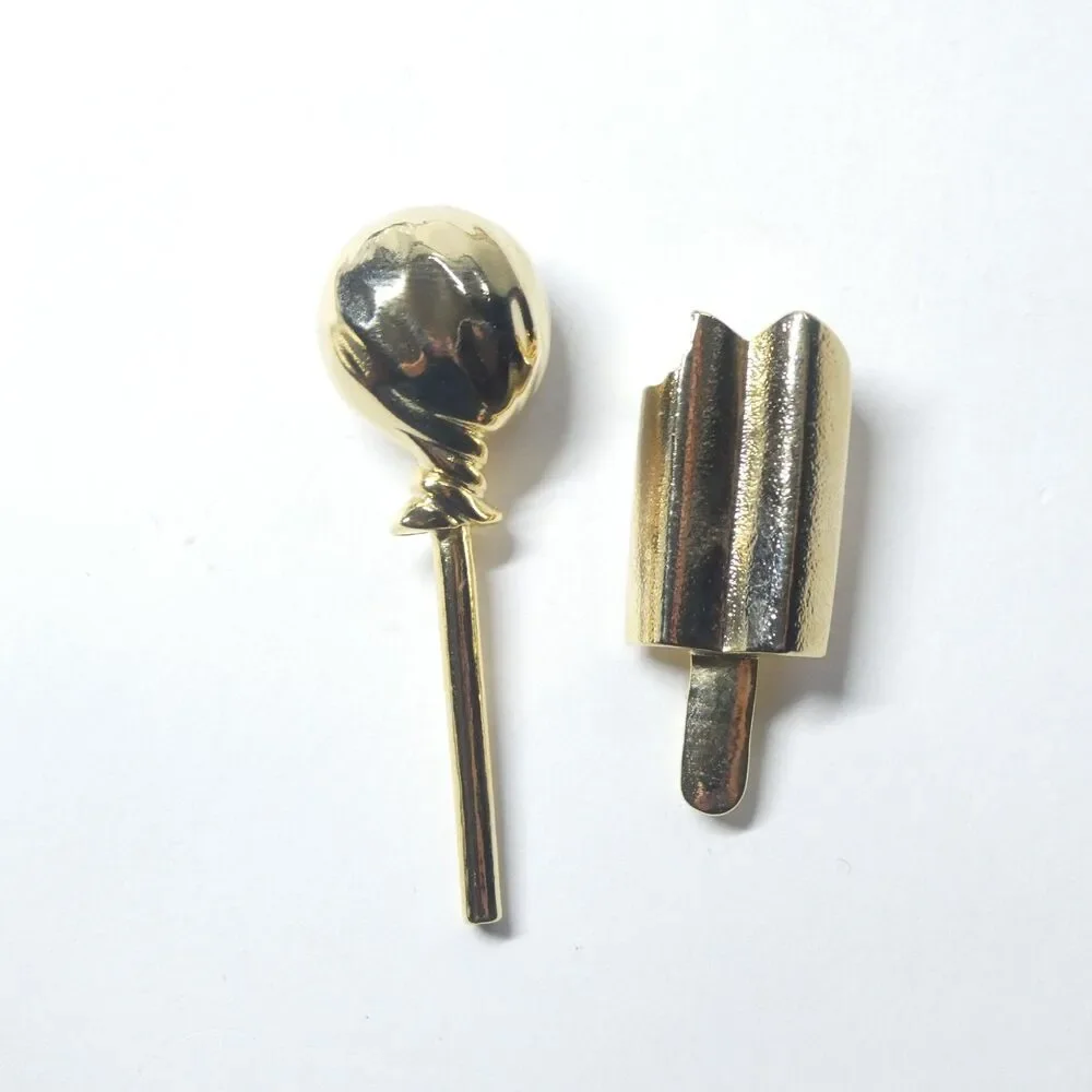 Lollipop & Popsicle Pins Goldtone Metal Vintage
